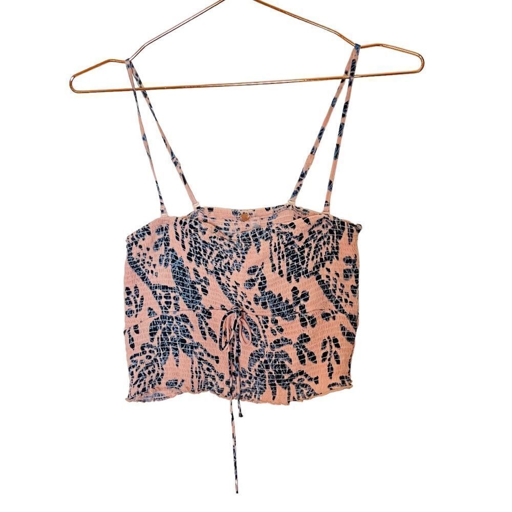 EUC Free People One Pink Floral Smocked Crop Top Small